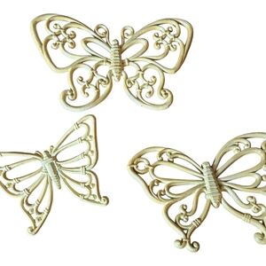 Homco Cream Butterfly Accent Trio Wall Decor 1980s